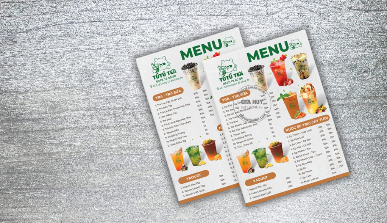 In menu Hồ Chí Minh giá rẻ